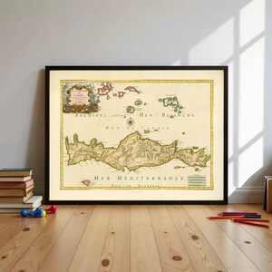 Old Map of Crete Island 1670 Gozzi, Santorini, Stampalia, Nio Greece Creta | Wall Map Print