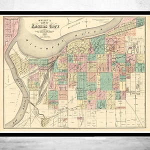 Old Map of Kansas City Missouri 1882 Vintage Map | Vintage Map Wall Art Print | Large Map Print | Home Decor Wall Art