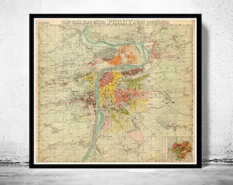 Old Map of Prague 1900 Czech Republic Vintage Map | Vintage Poster Wall Art Print | Wall Map Print | Old Map Print