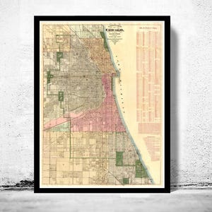 Old vintage map of Chicago 1886 Vintage Map | Vintage Map Wall Art Print | Large Map Print | Home Decor Wall Art