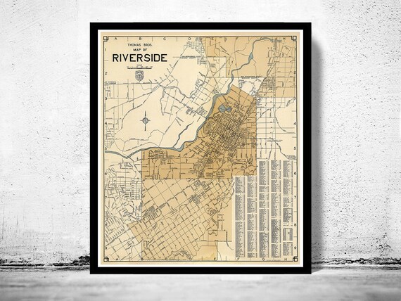 Map Of Riverside Ca Old Map Of Riverside California 1938 Vintage Map Vintage | Etsy Canada