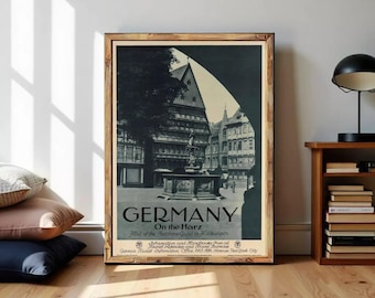 Vintage Poster of Germany, Travel Poster Tourism 1930-40  | Wall Map Print