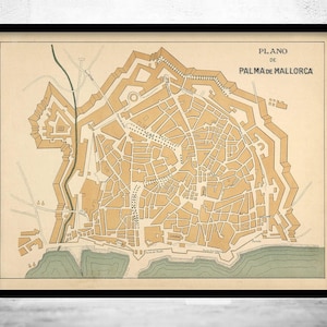 Old Map of Palma de Mallorca Maiorca Majorca 1905 Vintage Map | Vintage Map Wall Art Print | Large Map Print | Home Decor Wall Art