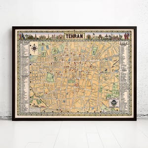 Old Map of Tehran Iran Vintage Map | Vintage Map Wall Art Print | Large Map Print | Home Decor Wall Art