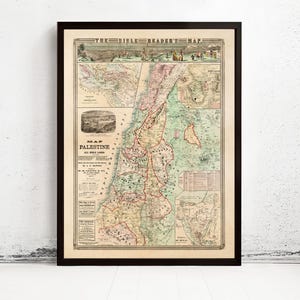 Bible Readers Vintage Map Palestine Jerusalem 1873 Religious Map | Vintage Map Wall Art Print | Large Poster Print | Home Decor Wall Art