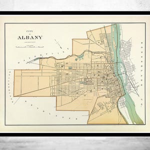 Beautiful Old Map of Albany New York 1895  | Vintage Map Wall Art Print | Large Map Print | Home Decor Wall Art