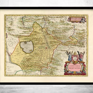Old Map of Perugia Region Italy 1665 Peruggia Vintage Map | Vintage Map Wall Art Print | Large Map Print | Home Decor Wall Art
