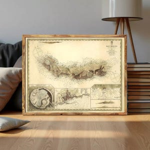 Old Map of San Miguel Açores Azores Islands 1870 São Miguel Açores and Ponta Delgada Map | Wall Map Print
