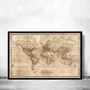 Beautiful World Map Vintage Atlas 1914 Mercator projection SEPIA  | World Map Gifts World Map Print | Vintage World Map | World Map Wall Art