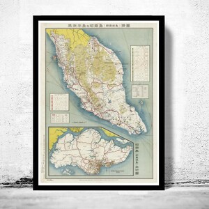 Old Map of Malay Peninsula Singapore  | Vintage Map Wall Art Print | Large Map Print | Home Decor Wall Art