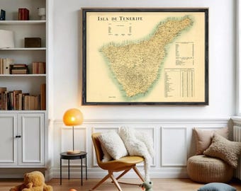 1910 Old Map of Tenerife Canary Islands | Vintage Wall Art Print