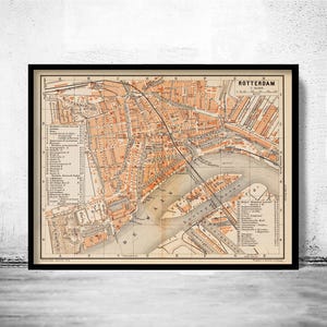 Old Map of Rotterdam Netherlands 1891 Vintage Map | Vintage Map Wall Art Print | Large Map Print | Home Decor Wall Art