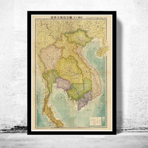 Old Map of Thailand 1943 Old Siam Vintage Map | Vintage Map Wall Art Print | Large Map Print | Home Decor Wall Art