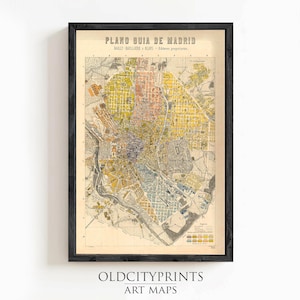 Beautiful Old Map of Madrid 1905 Spain Espana Vintage Map | Vintage Map Wall Art Print | Large Map Print | Home Decor Wall Art