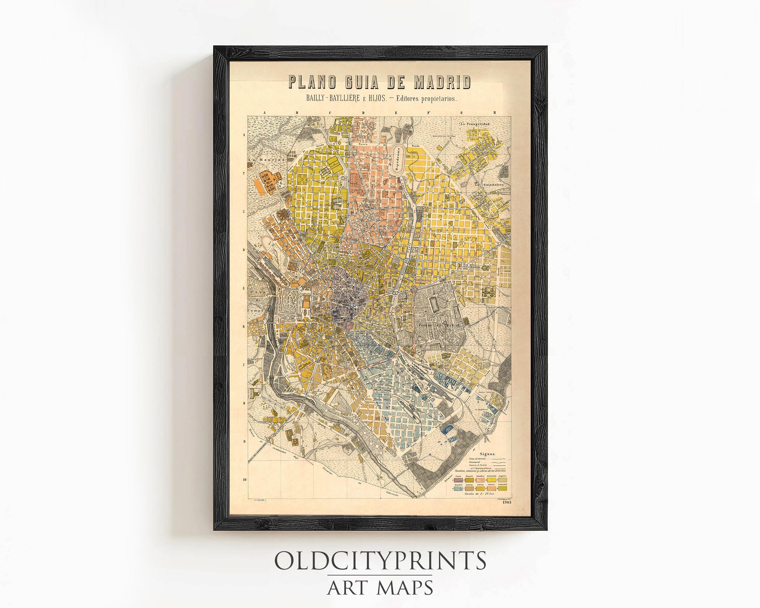 Old Map of Madrid 1905 Spain Espana Vintage Map | Vintage Map Wall Art Print | Large Map Print | Home Decor Wall Art