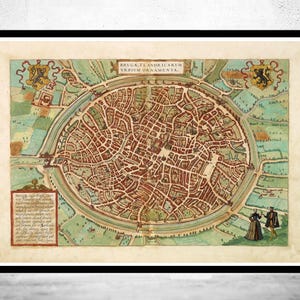 Old Map of Bruges Belgium  Brugae Flandorum 1572 Vintage Map | Vintage Map Wall Art Print | Large Map Print | Home Decor Wall Art