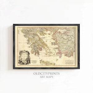 Beautiful Old Map of Greece 1791 Vintage map  | Vintage Map Wall Art Print | Large Map Print | Home Decor Wall Art