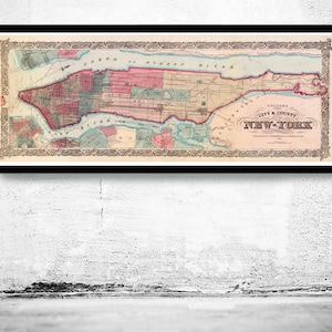 Old Map of New York 1867 Manhattan Vinttage Map | Vintage Map Wall Art Print | Large Map Print | Home Decor Wall Art