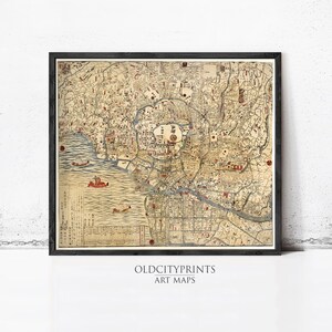 Old Map of Tokyo Japan 1820 Vintage Map | Wall Map Print