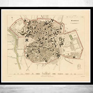 Old Map of Madrid Spain 1831 Vintage Map | Vintage Map Wall Art Print | Large Map Print | Home Decor Wall Art
