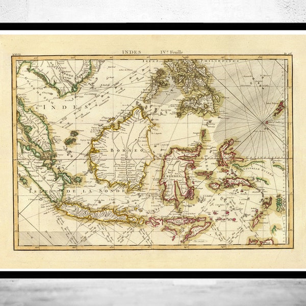 Old Map of Indonesia 1771  | Vintage Poster Wall Art Print | Wall Map Print |  Old Map Print