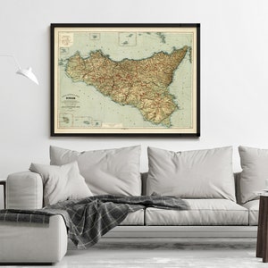 Old Map of Sicily Sicilia Italy 1891 Vintage Map Vintage Poster Wall Art Print Wall Map Print Old Map Print image 3