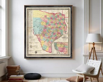 Old Map Texas 1856 United States of America  | Wall Map Print