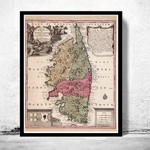 Old Map of Corsica Isle de Corse 1700 Vintage Map | Vintage Map Wall Art Print | Large Map Print | Home Decor Wall Art