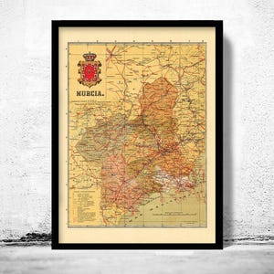 Old Map of Murcia Region 1900 Spain Vintage Map | Vintage Map Wall Art Print | Large Map Print | Home Decor Wall Art