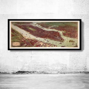Vintage New York Panoramic View 1900  | Vintage Map Wall Art Print | Large Map Print | Home Decor Wall Art