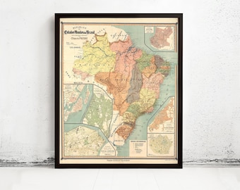 Brazil Vintage Map 1921 | Vintage South America Wall Art (Mapa do Brasil) Print