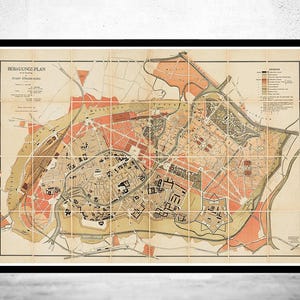 Old Map of Strasbourg Strassburg 1880 France Vintage Map  | Vintage Map Wall Art Print | Large Map Print | Home Decor Wall Art