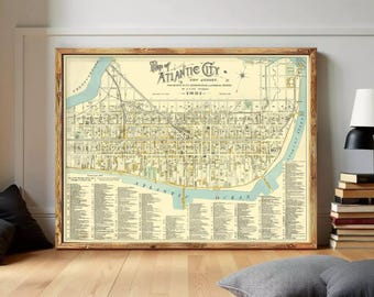 Old Map old Atlantic City New Jersey 1891 Vintage Map | Wall Map Print