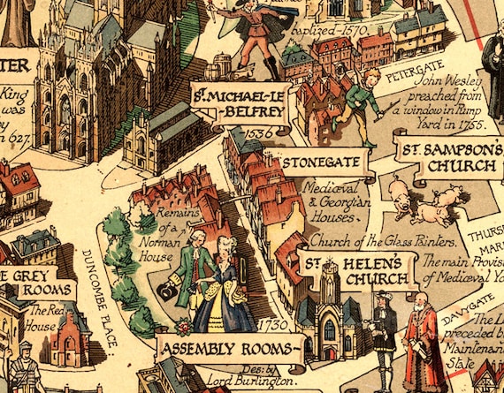 Alte Karte Von York City Geschichte Karte Grossbritannien