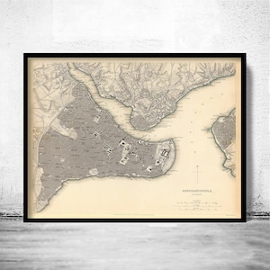 Old Map of Istanbul Constantinople Turkey 1840 Vintage map | Vintage Map Wall Art Print | Large Map Print | Home Decor Wall Art