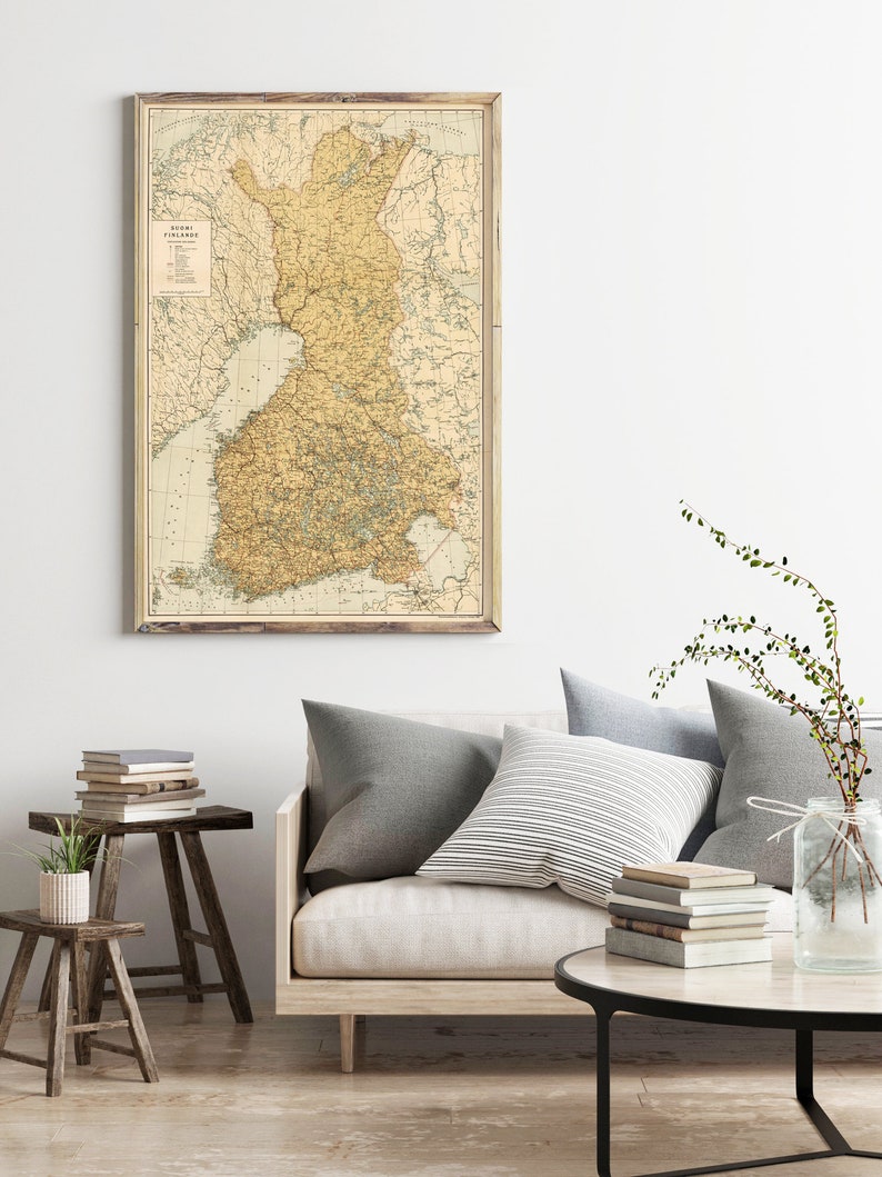 Old Map of Finland 1930 Vintage Map of Finland Vintage Poster Wall Art Print Wall Map Print Old Map Print image 2