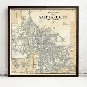 Old Map of Salt Lake City Utah 1935 Vintage Map | Vintage Map Wall Art Print | Large Map Print | Home Decor Wall Art