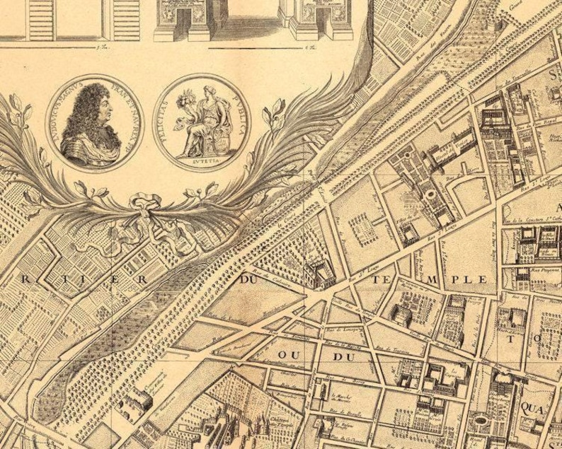 Old Map of Paris France 1710 Vintage Map | Wall Map Print - Etsy