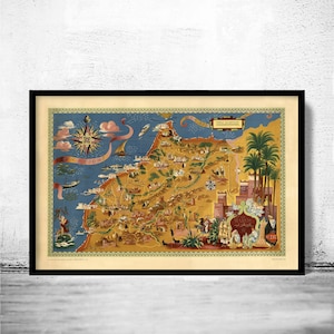 Old Map of Morocco Le Maroc Vintage Map | Vintage Map Wall Art Print | Large Map Print | Home Decor Wall Art
