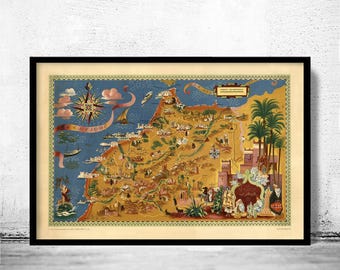 Old Map of Morocco Le Maroc Vintage Map | Vintage Map Wall Art Print | Large Map Print | Home Decor Wall Art