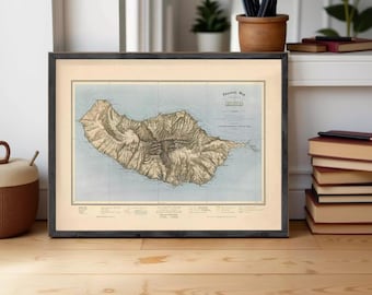 Old Map of Madeira Island  1850 Portugal  | Wall Map Print