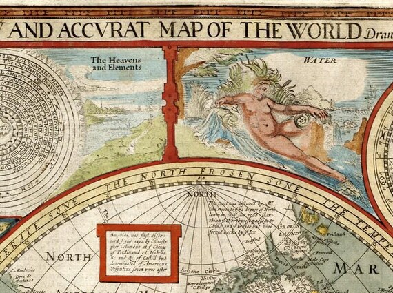 Old Map of the World 1627 Old Map | Vintage World Map - Etsy