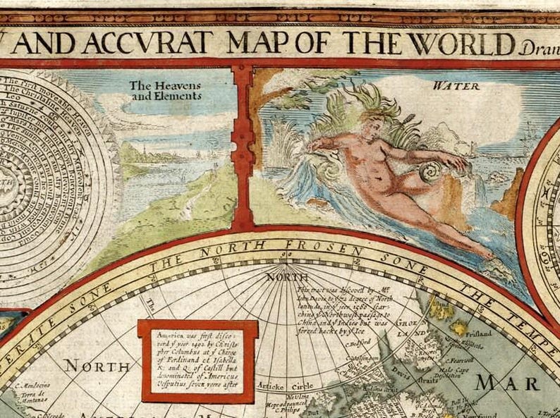 Old Map of the World 1627 Old Map | Vintage World Map - Etsy UK