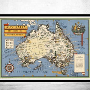 Old Map Australia New Zealand and Tasmania Vintage Map | Vintage Map Wall Art Print | Large Map Print | Home Decor Wall Art