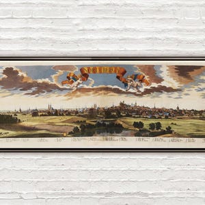 Old Map of Nuremberg Nurnberg 1720 Panoramic View  | Vintage Map Wall Art Print | Large Map Print | Home Decor Wall Art