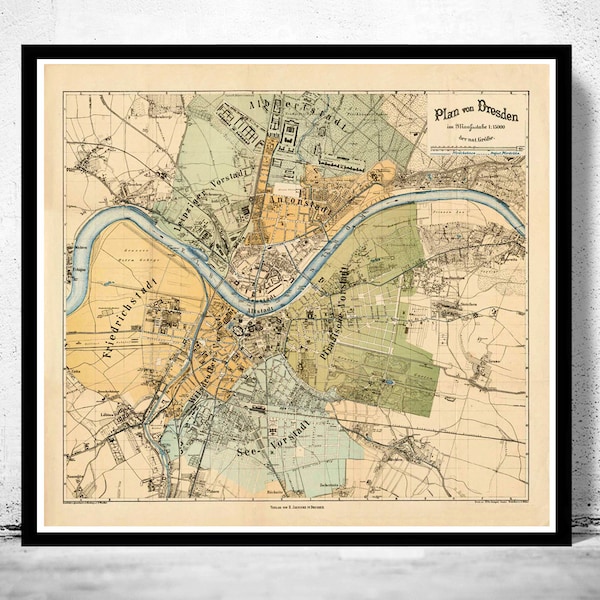 Old Map of Dresden 1878 Germany Vintage Map | Vintage Poster Wall Art Print | Wall Map Print | Old Map Print