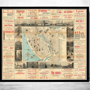 Old Map of Riga Latvia 1935 Vintage Map  | Vintage Map Wall Art Print | Large Map Print | Home Decor Wall Art
