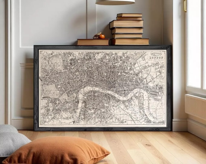 Old Map of London 1851 Vintage Map of London | Wall Map Print