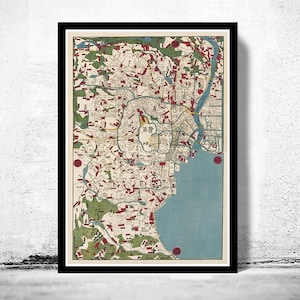 Old Map of Tokyo Japan 1854 Vintage Map Tokyo | Vintage Map Wall Art Print | Large Map Print | Home Decor Wall Art