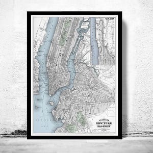 Old Map of New York Brooklyn Manhattan 1886 Vintage Map | Vintage Map Wall Art Print | Large Map Print | Home Decor Wall Art